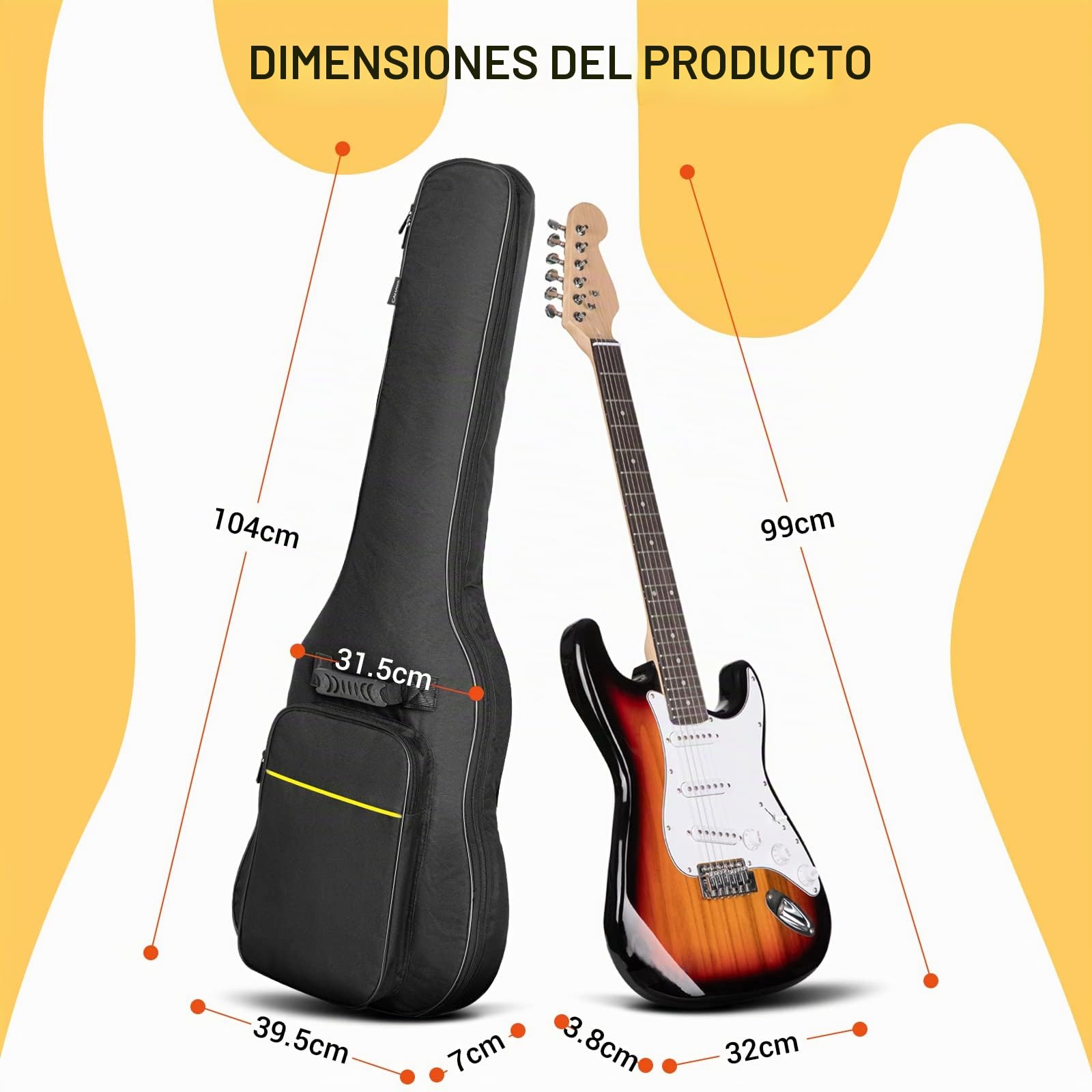 CAHAYA Bolsa Guitarra Electrica Acolchada 9mm Funda para Guitarra Electrica con Un Bolsillo Frontal para Libros de Música