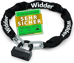 Widder Titan-Stahl [Level 15] Kettenschloss mit 4 Schlüssel - 115cm lang & 11mm massiv - für Motorrad Moped e Roller e Bike Fahrrad e Scooter Schloss - Motorradschloss & Fahrradschloss hohe Sicherheit