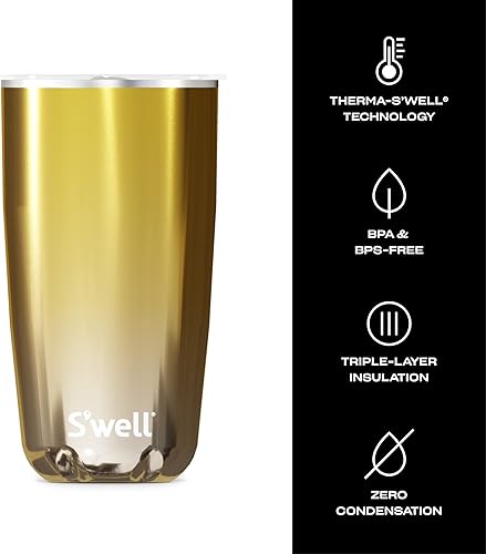 Miniatura 3 de S'well Vaso de acero inoxidable con tapa, recipientes aislados al vacío de triple capa que mantiene las bebidas frías durante 12 horas y calientes