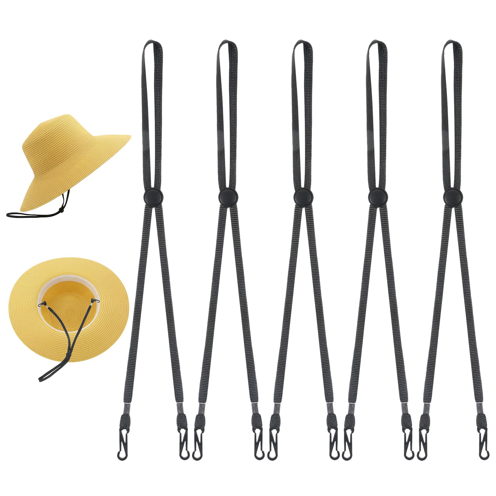 Photo 1 of ** only comes with one **
5 Pcs Adjustable Hat Strap, Elastic Hats Removable Chin Cord Windproof Anti-Lost Cap Strap Clips Suitable for Outdoor Activities (Black)
