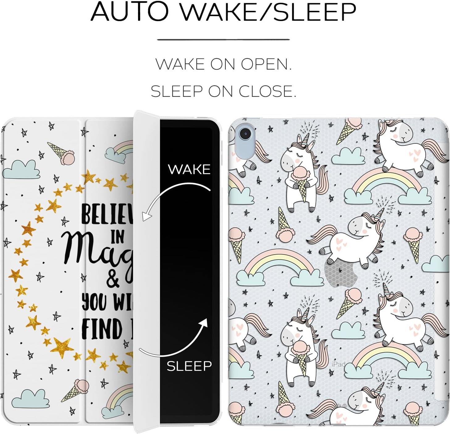 Case for iPad Pro 13 M4 Air M2 11 2024 4th 10.9 2022 10.2 12.9 10.5 9.7 Mini 6 5 4 3 2 1 White Slim fit Kawaii Stars Cute Design Stand Magic Magnetic Closure Funny Print Unicorn Quote image 5