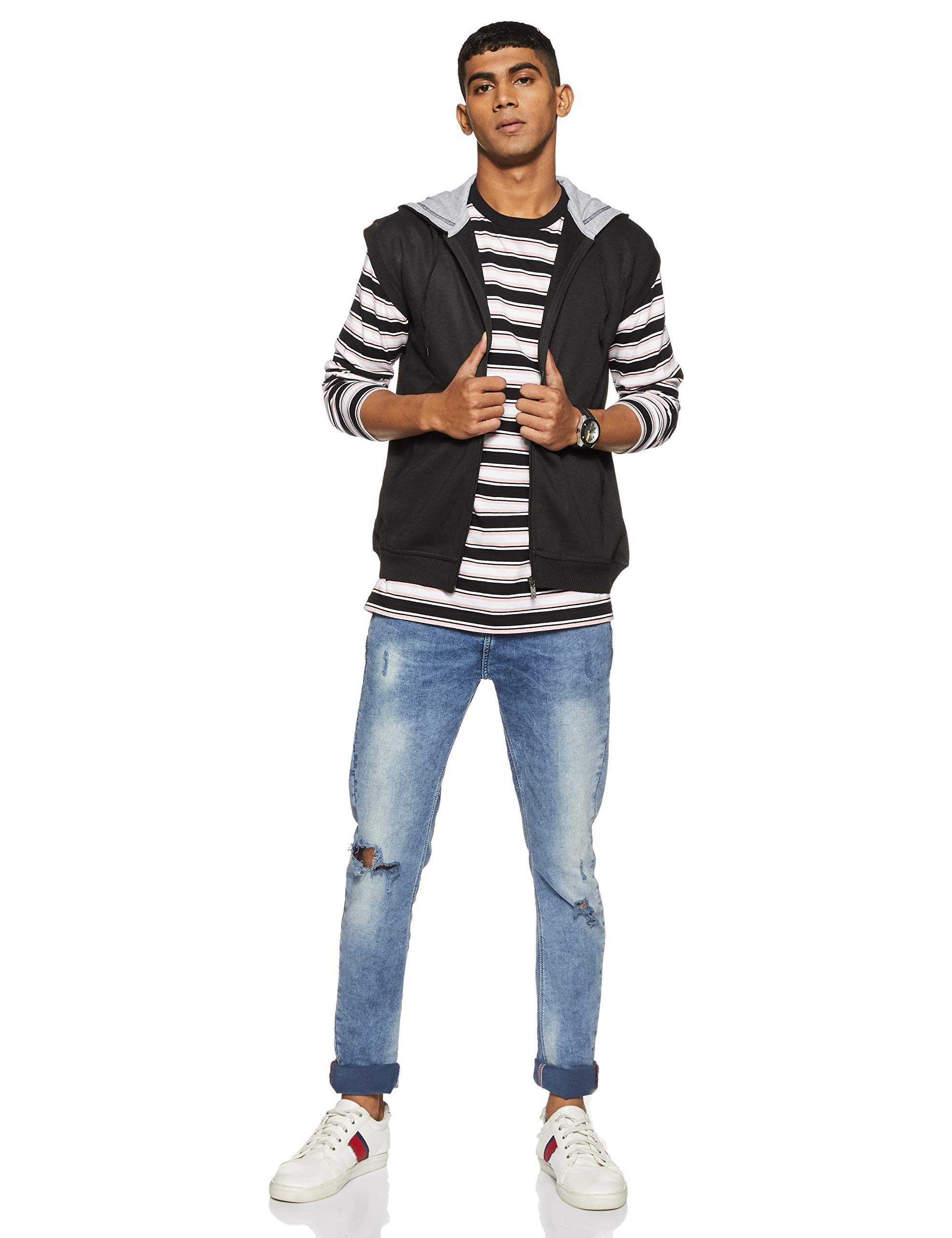 Teemoods Chaqueta con capucha sin mangas de algodón para hombre