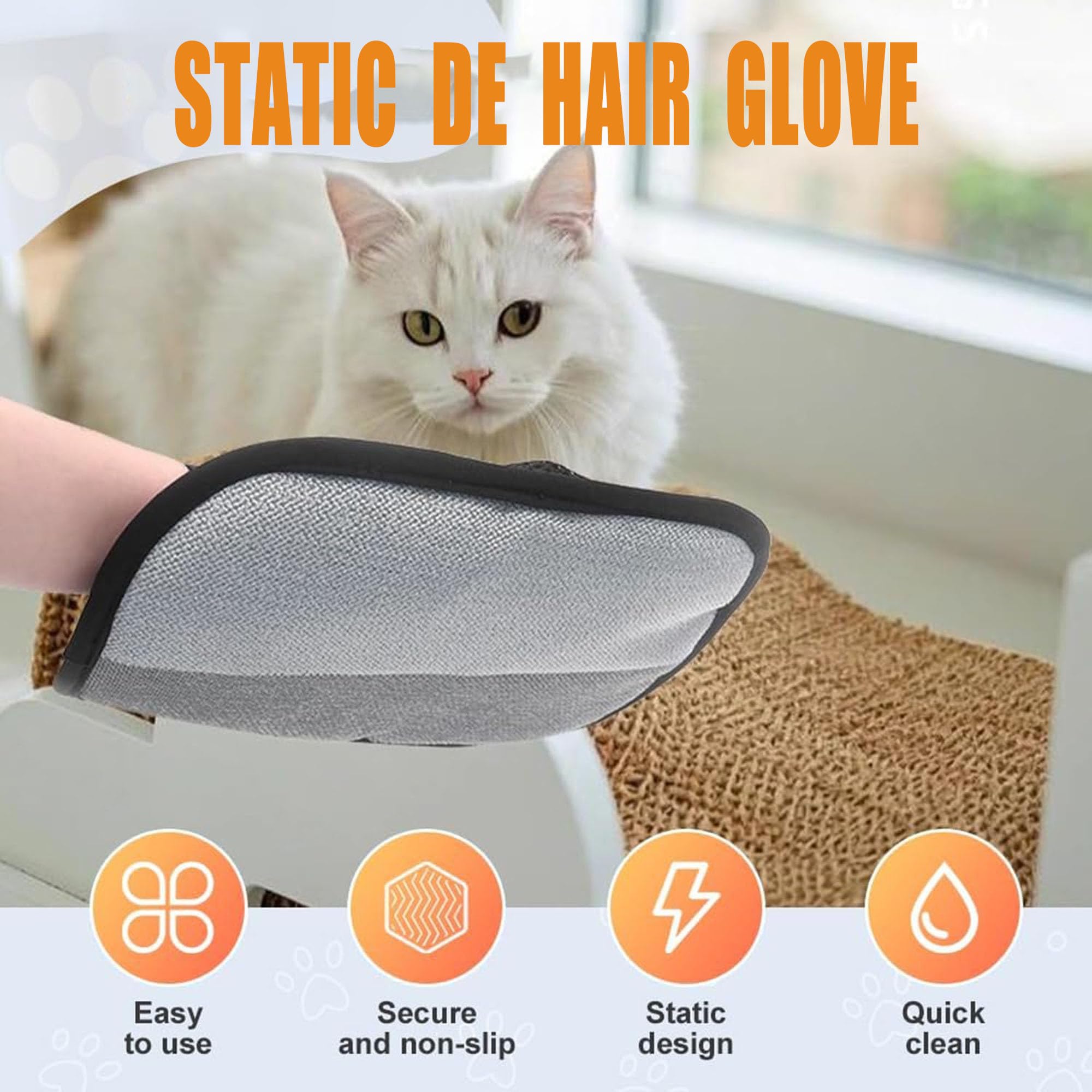 Pack De 2 Guantes Quitapelos Para Mascotas, Lavables, Para Gatos, Perros Y Limpieza De Sofás