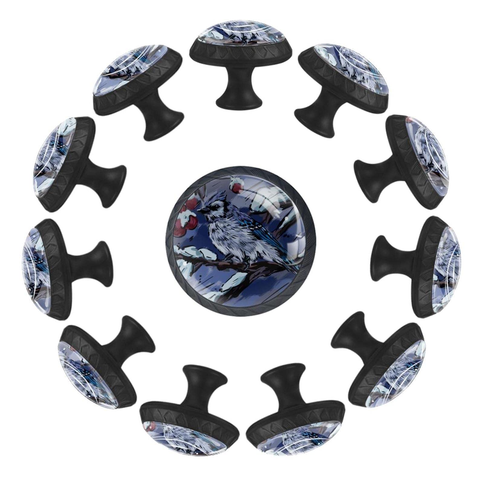 Boutons de tiroir oiseau 12 pièces poignée meuble ronde 35 mm commode enfant