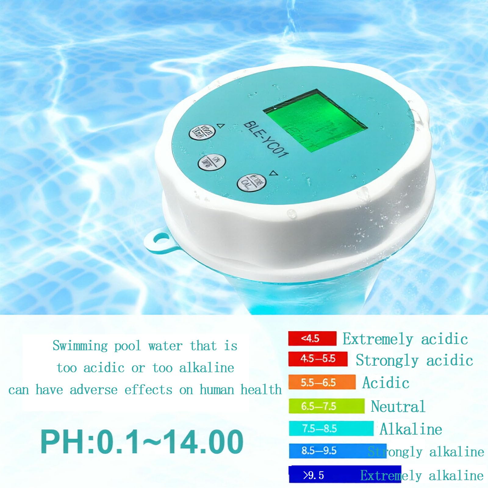 Tester dell'Acqua Intelligente 6 in 1, Kit Bluetooth per Il Test dell'Acqua Domestica con Monitoraggio App, Temperatura PH EC TDS ORP CL, per Acqua Potabile, Pozzo, Città, Piscina, Acquario