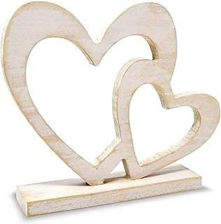 Gift Boutique Valentines Day Wooden Hearts Decor White Vintage Rustic Wood Heart Signs Love Ornament Farmhouse Tiered Tray Tabletop Wedding Decoration