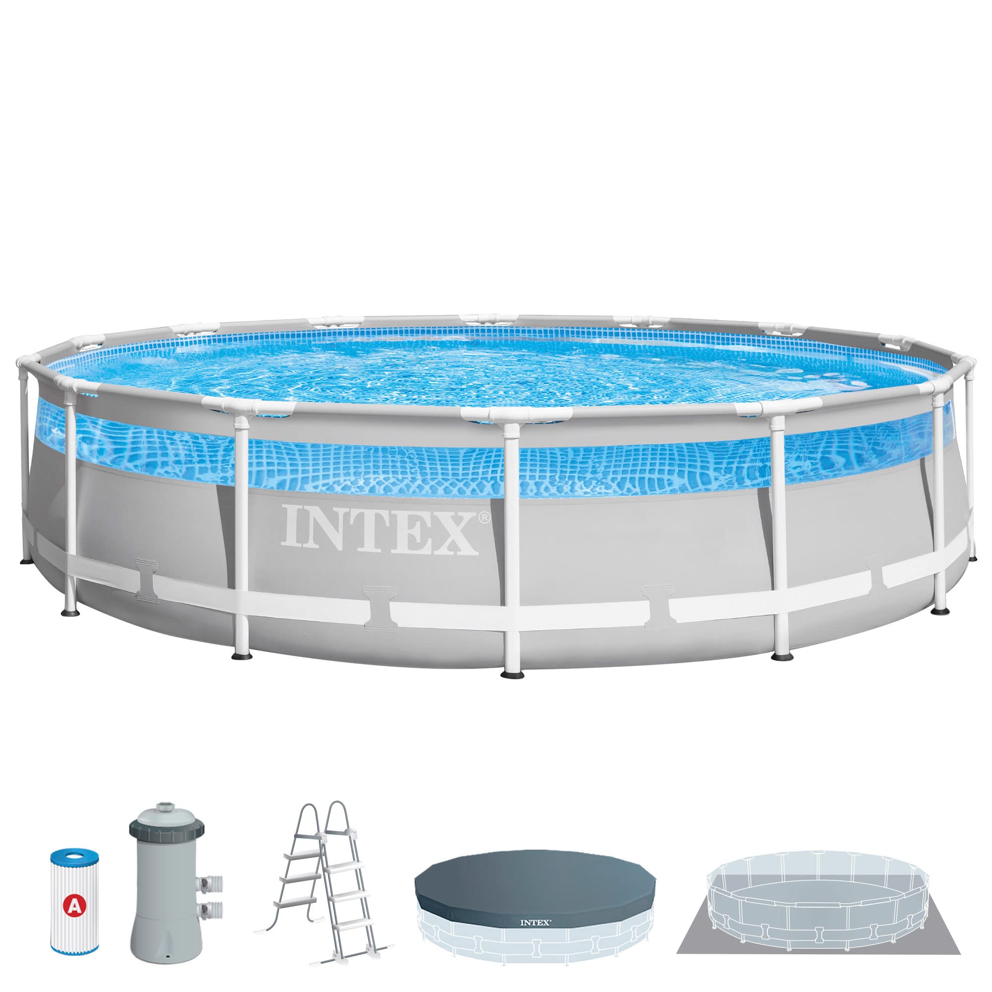Intex 55254 Prism Frame Premium Piscina Desmontable, Redonda, 427x107 cm, Material Resistente Triple Capa, Capacidad 12,706 L, Incluye Tapiz, Cobertor, Depuradora de Cartucho y Escalera de Seguridad