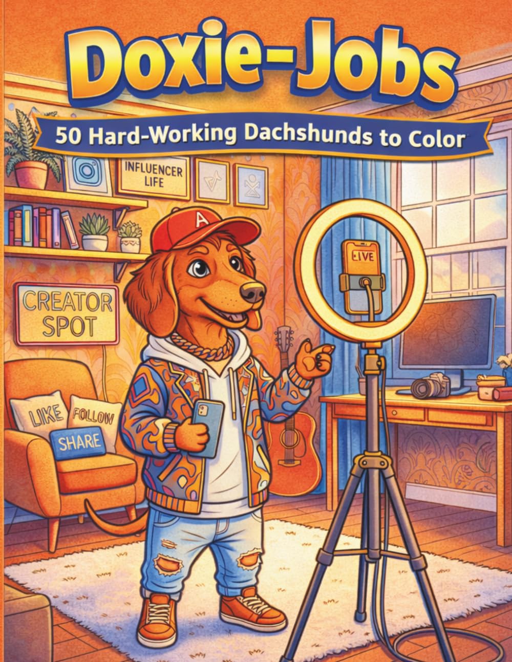 Doxie-Jobs: 50 Hard-Working Dachshunds to Color: A Cute Coloring Book for Sausage Dog Lovers and Aspiring Professionals (Doxie Collection)