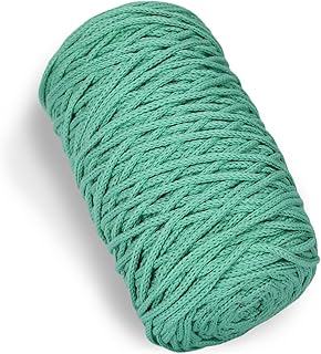 200g Cotton Yarn Hollow Knitted Crocheting,Fabric Round Rope Yarn for DIY Handbag Purse Basket Cushion Crochet Bag(Mint Green)