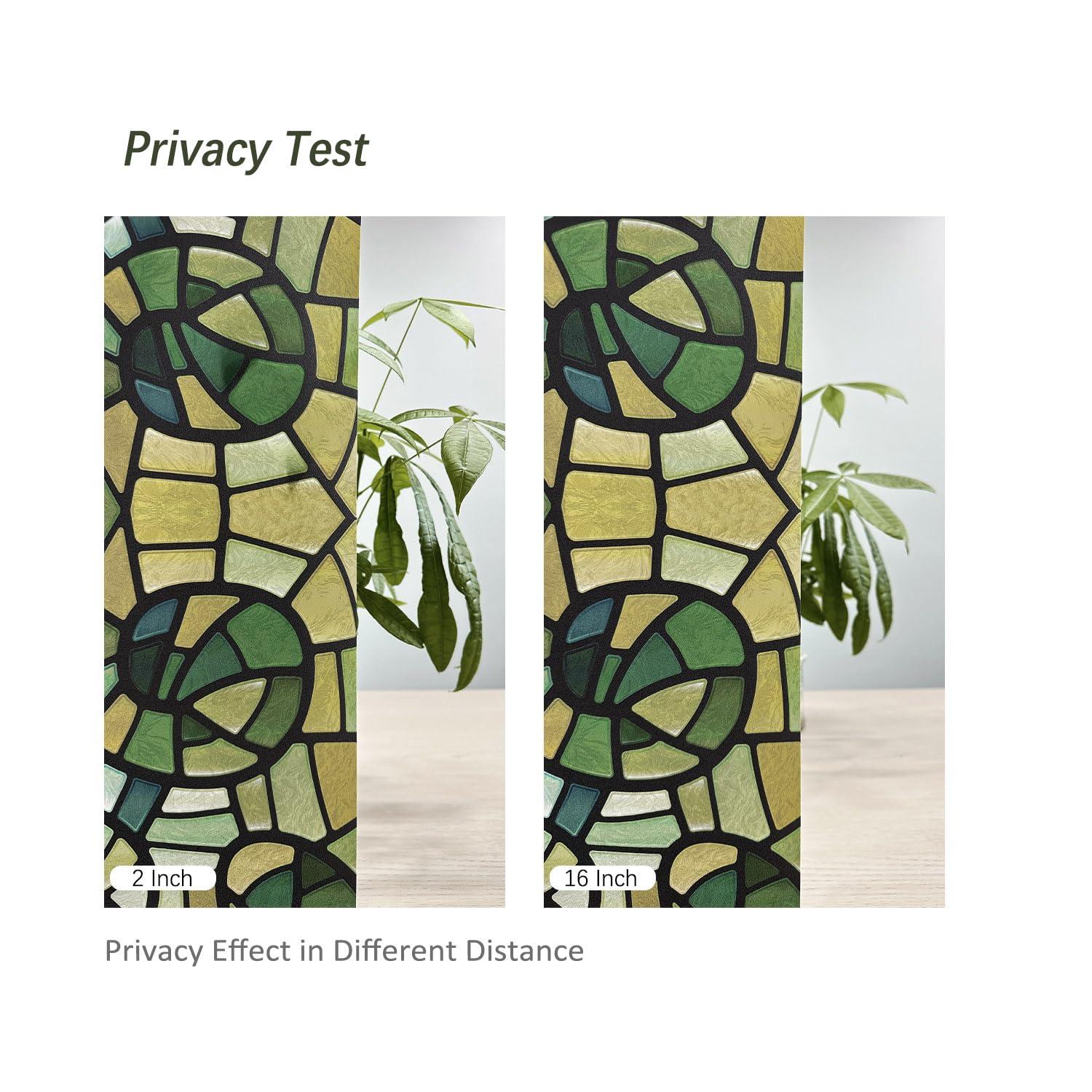 Funlife Film pour fenêtre en verre dépoli à effet vitrail - Adhésif statique à face unique pour salle de bain - Mosaïque en verre vert, 90 x 300 cm