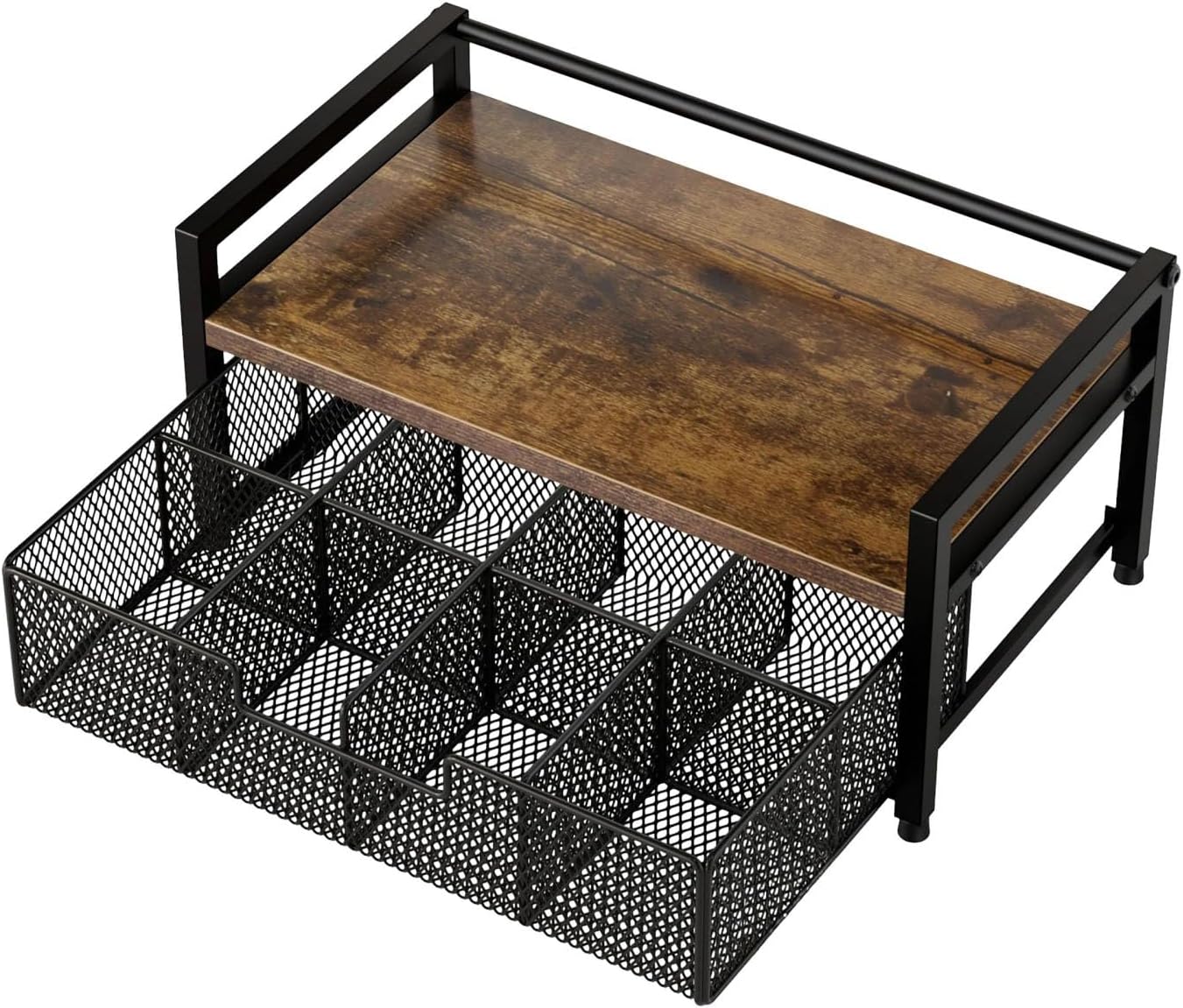 Kitchen Organizers Drawer for Bags Constructed From Iron and Wood Featuring Multiple Sections Efficient Storage Teas Bag Organizers