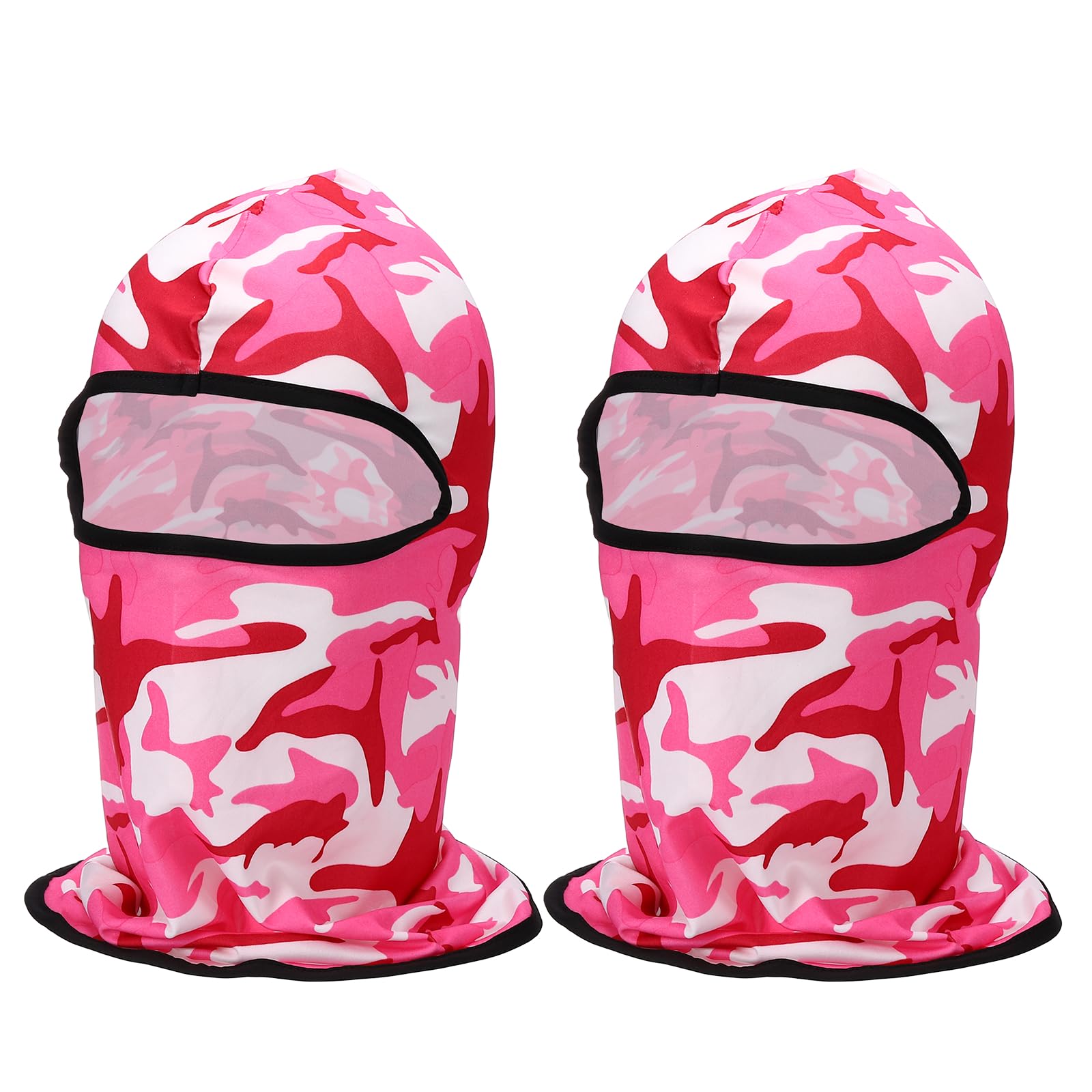 sourcing map 2pcs Summer Balaclava Face Mask, Polyester Sun Protection Hood Face Cover Cooling Full Head Mask for Men Women Fishing Motorcycle Cycling, Camo Rose Red