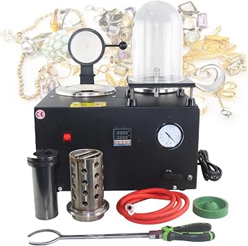 Vacuum Casting Machine Digital Display High Temperature Refining, 2KG Gold Melting Furnace,1400W Digital Electric Melting Furnace with Graphite Crucible for Melt Scrap, Silver, Gold, Copper