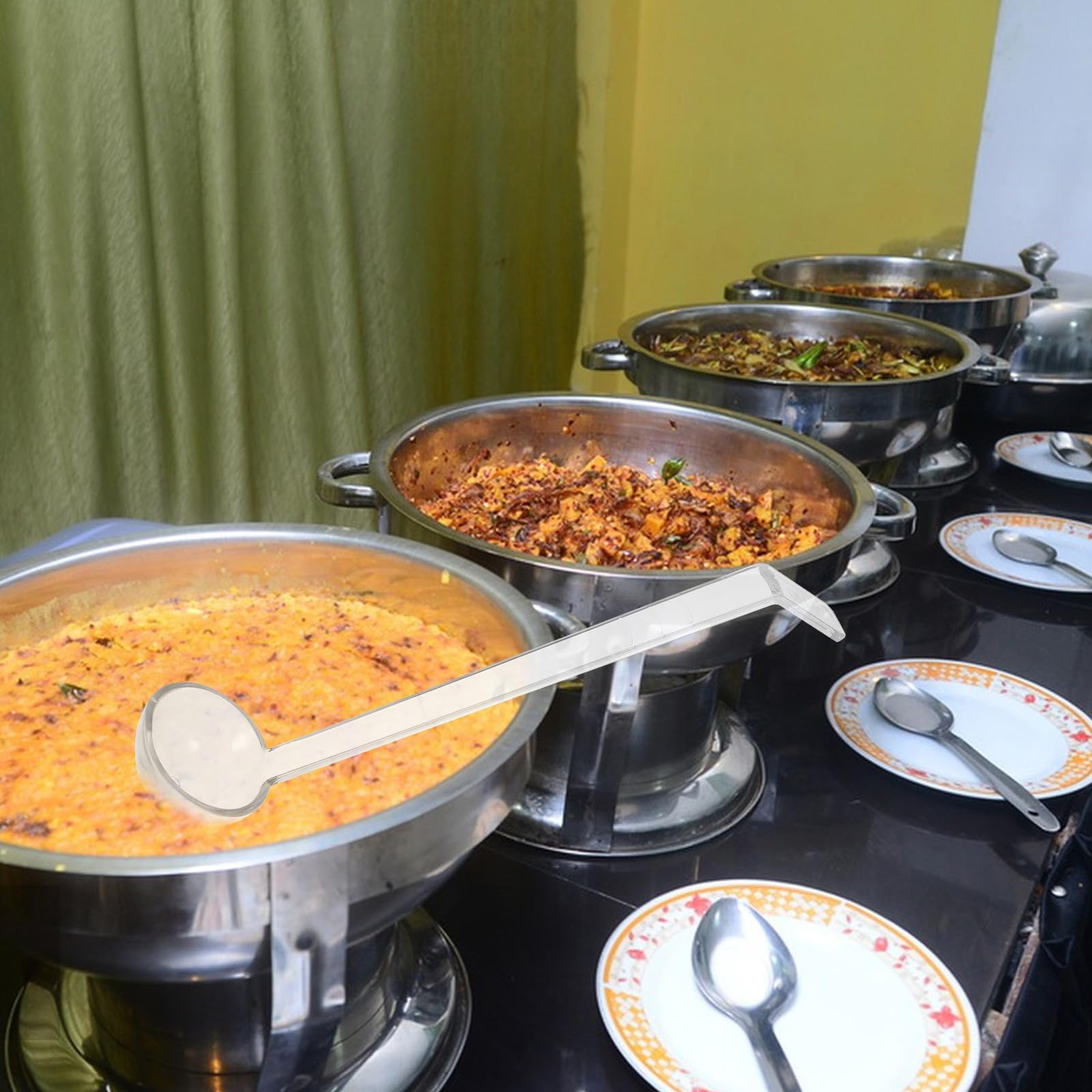SOLUSTRE Cucchiaio da Catering in Plastico 10 Pezzi Manico lungo Resistente a Deformazioni per Controllo Porzioni per Cucina e Buffet