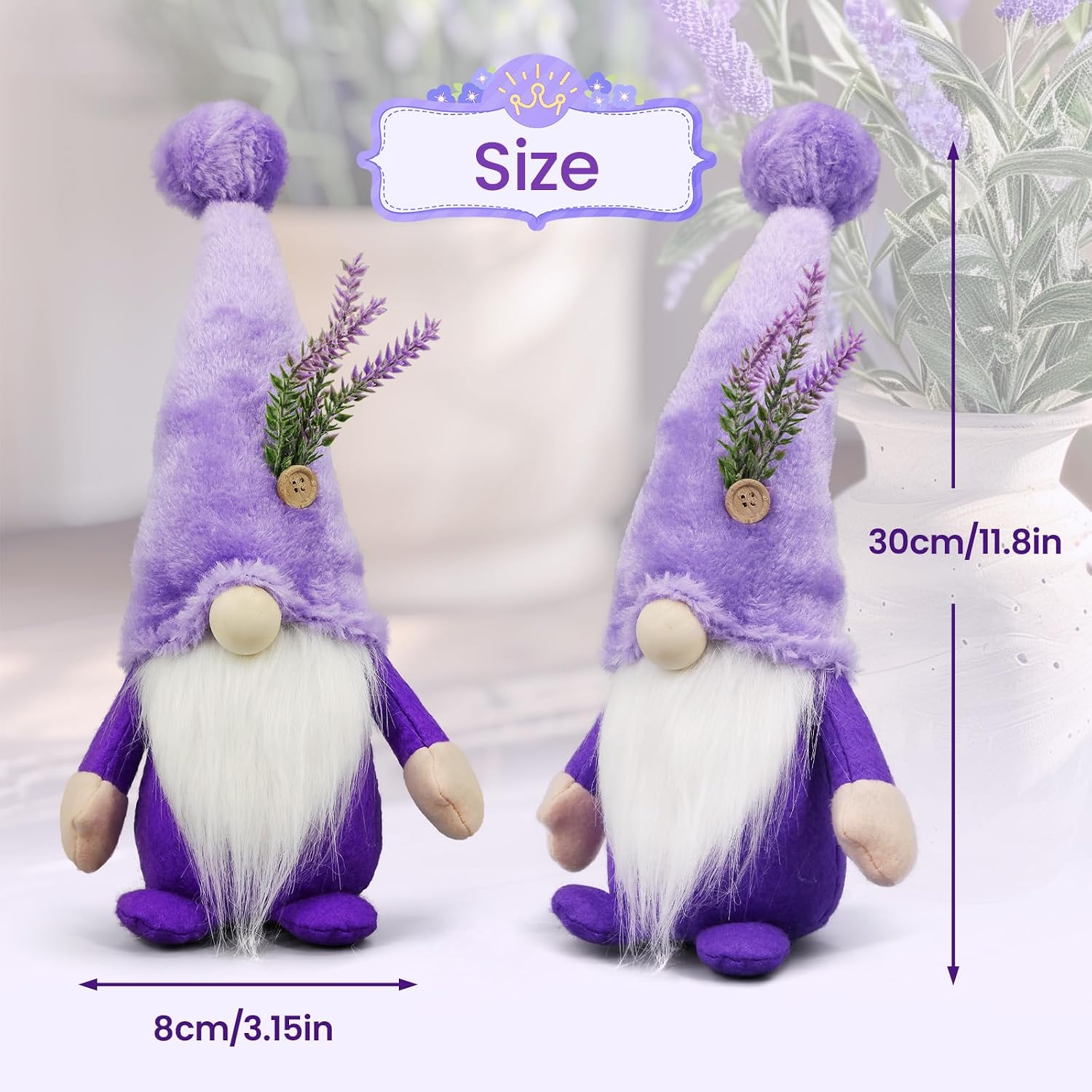 Lavender Gnomes Decor, Spring Gnomes Decorations for Home Indoor Outdoor Pastel Purple Spring Lavender Decorations Summer Gnome Tiered Tray Decor Gnome Gifts for Woman