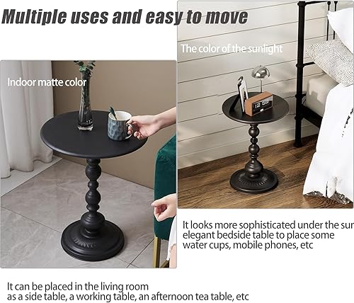 Miniatura 3 de Mesa auxiliar redonda de metal con pedestal, mesa de sofá, pequeña bandeja de TV para el sofá en la sala de estar y dormitorio, cama, silla, mini