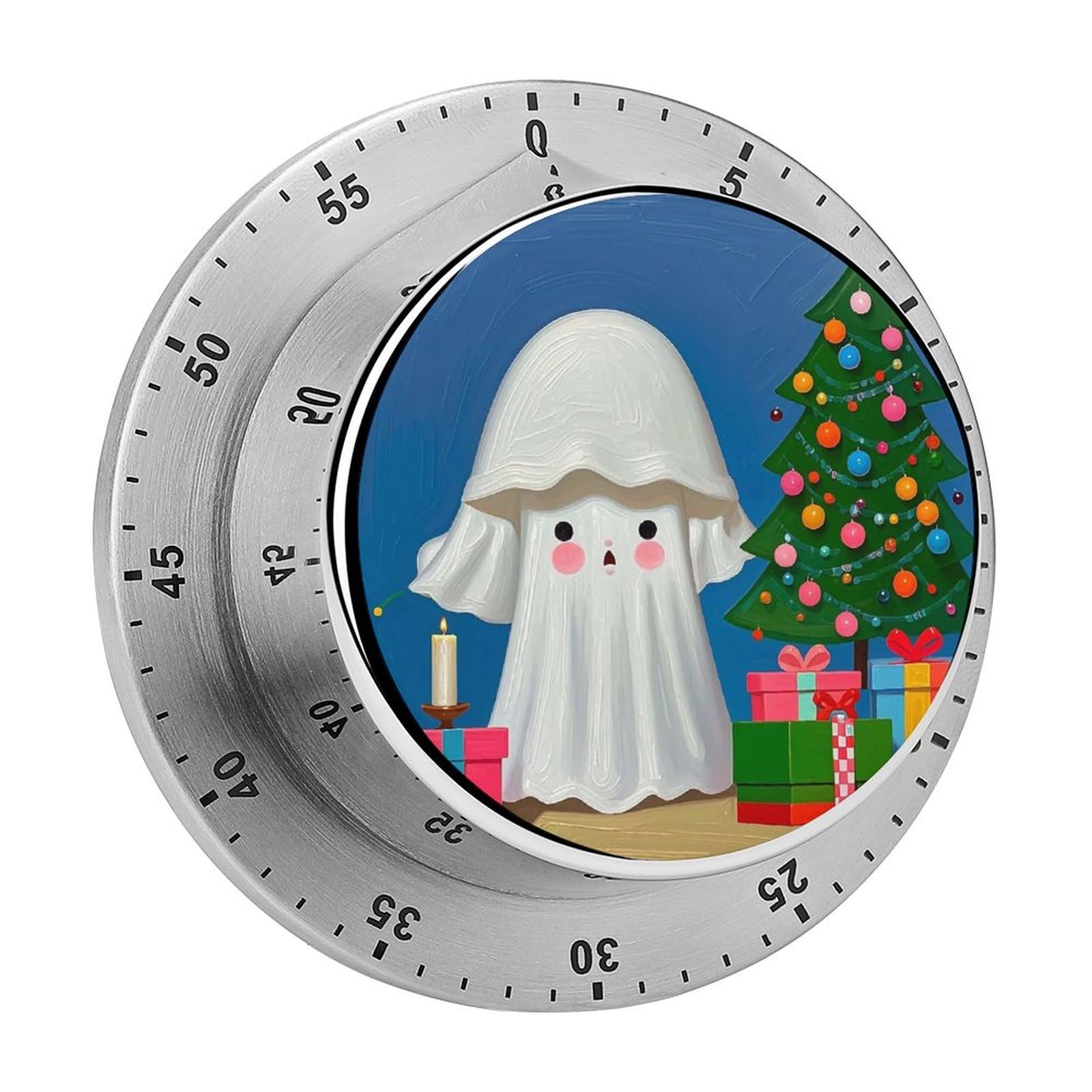 Ghosts and Gift Candles Printed Waterproof Christmas Timer with Loud Alarm Outdoor Timer for Cooking Exercise Baking
