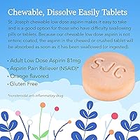 Vista 2 de St. Joseph Aspirina masticable naranja de 81 mg, 36 tabletas (paquete de 3)