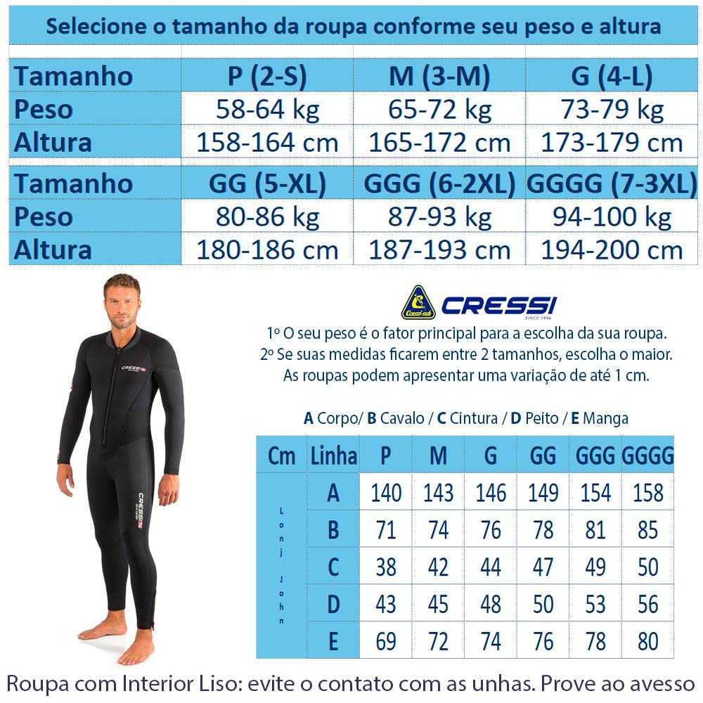 Cressi Endurance Man Monopiece Wetsuit 5mm - Herren Overall Tauchanzug Aus 5mm Neopren Für Taucher Und Schnorchler