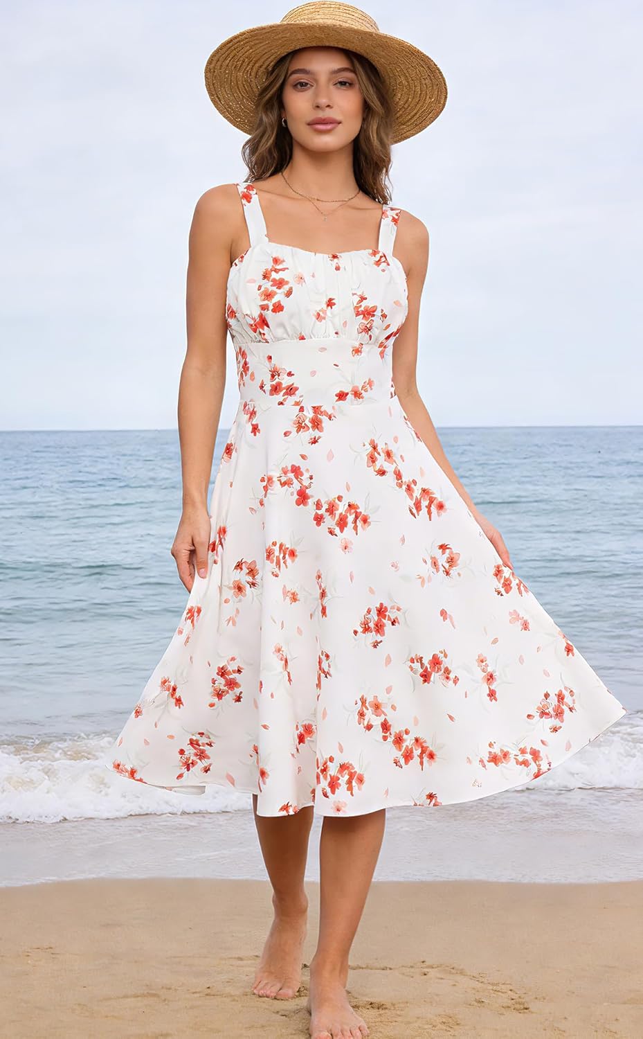 Belle Poque Vintage Floral Dress for Women 2026 Summer A-line Sleeveless Flowy Midi Elegant Wedding Guest Cocktail Dress - Image 7