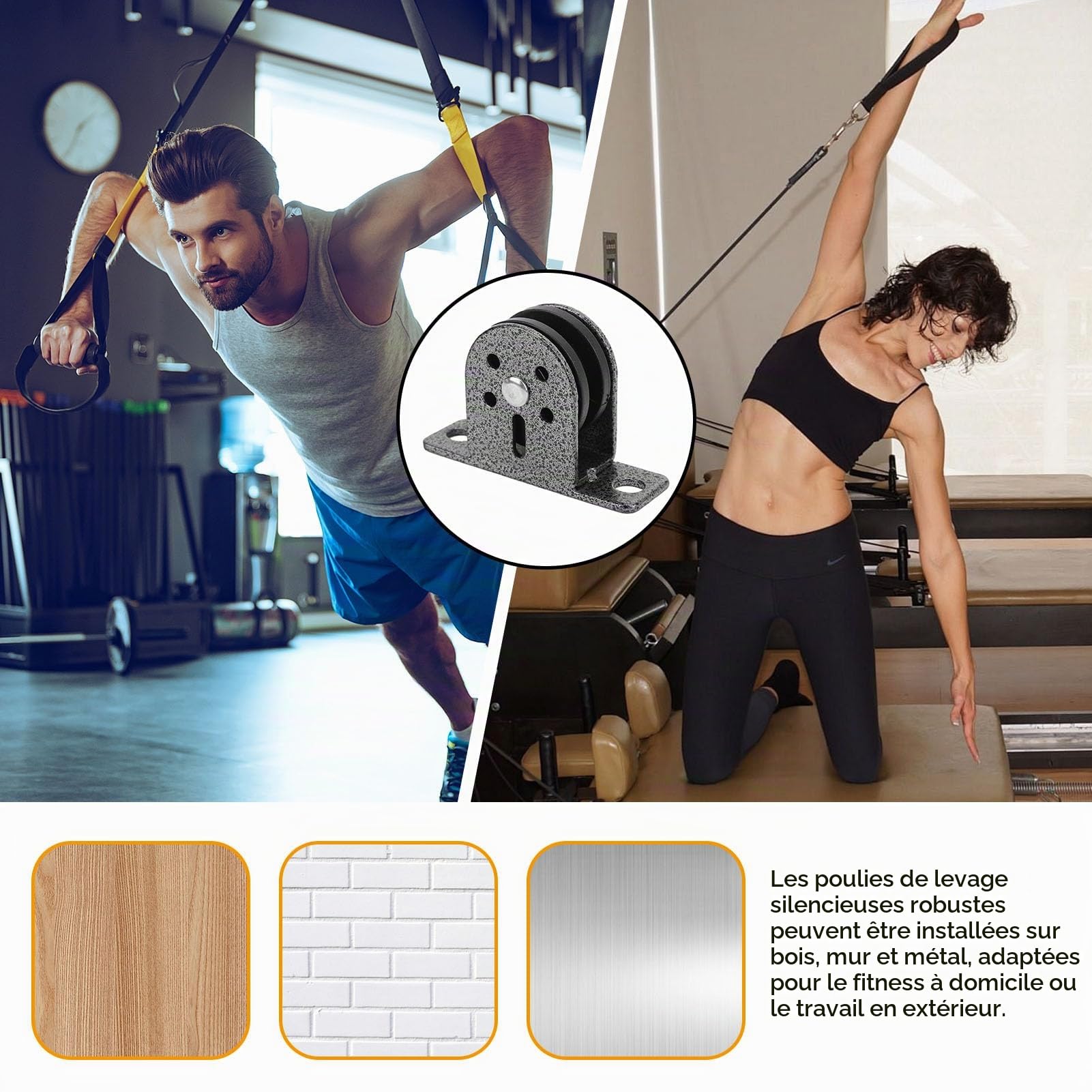 Cyrank Poulie Simple Robuste, Poulies Murales en Acier Inoxydable pour Montage Au Plafond, Chargeant des Poulies De Levage De 300 Kg pour équipement De Gymnastique De Bricolage
