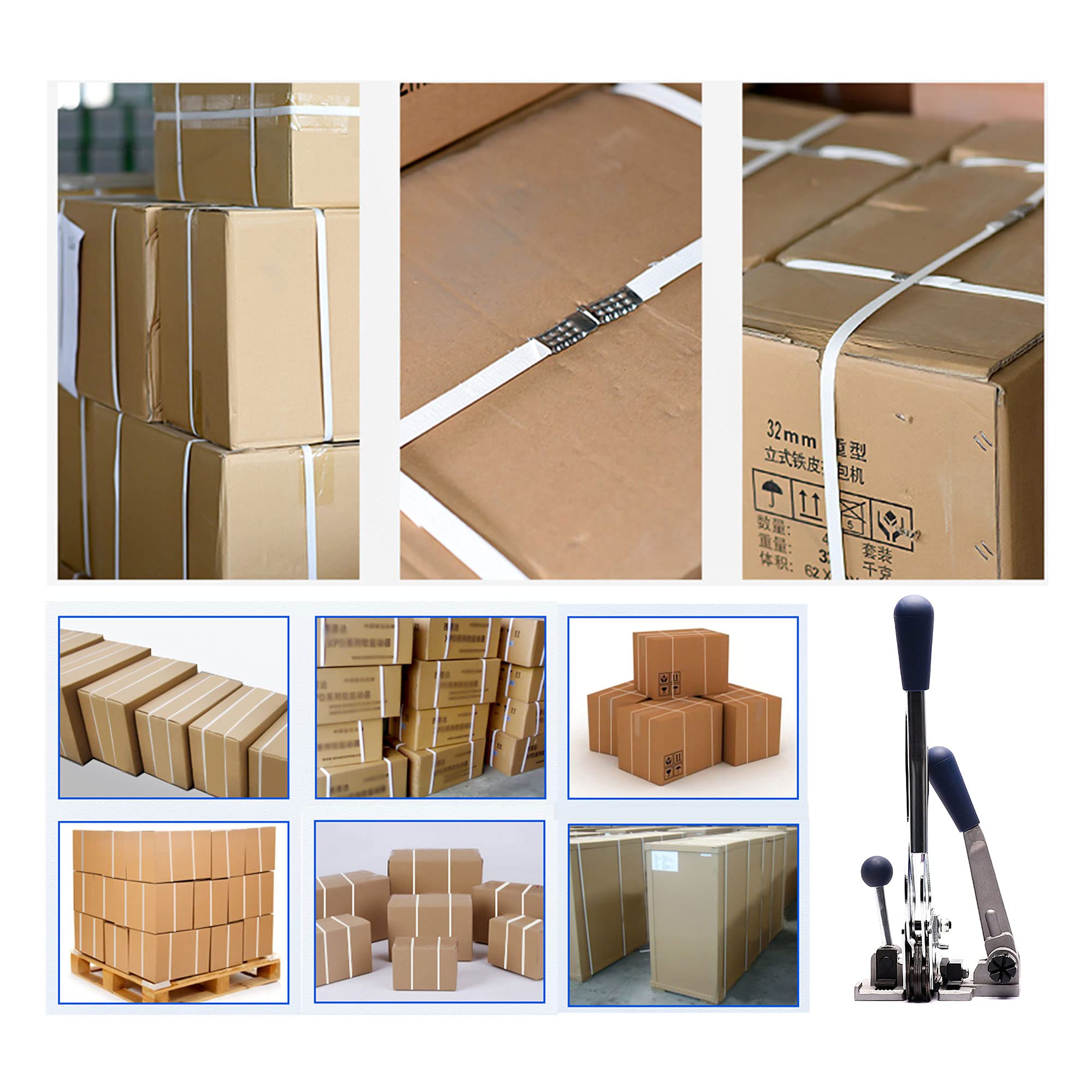 Macchina per reggiatura in PP/plastica, kit manuale per reggia in plastica, tenditore per reggia, sigillante in plastica, set di utensili per macchina imballatrice per reggiatura a mano, taglierina