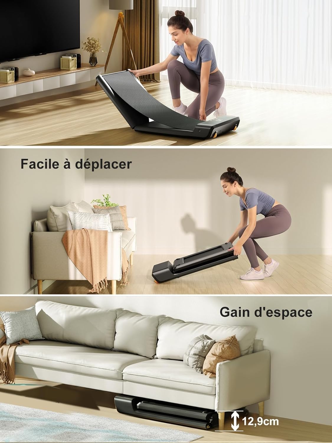 MJWW Tapis De Marche Avec Formateur AI - Walking Pad 136kg Max, App Contrôle Et Cours Entraînement