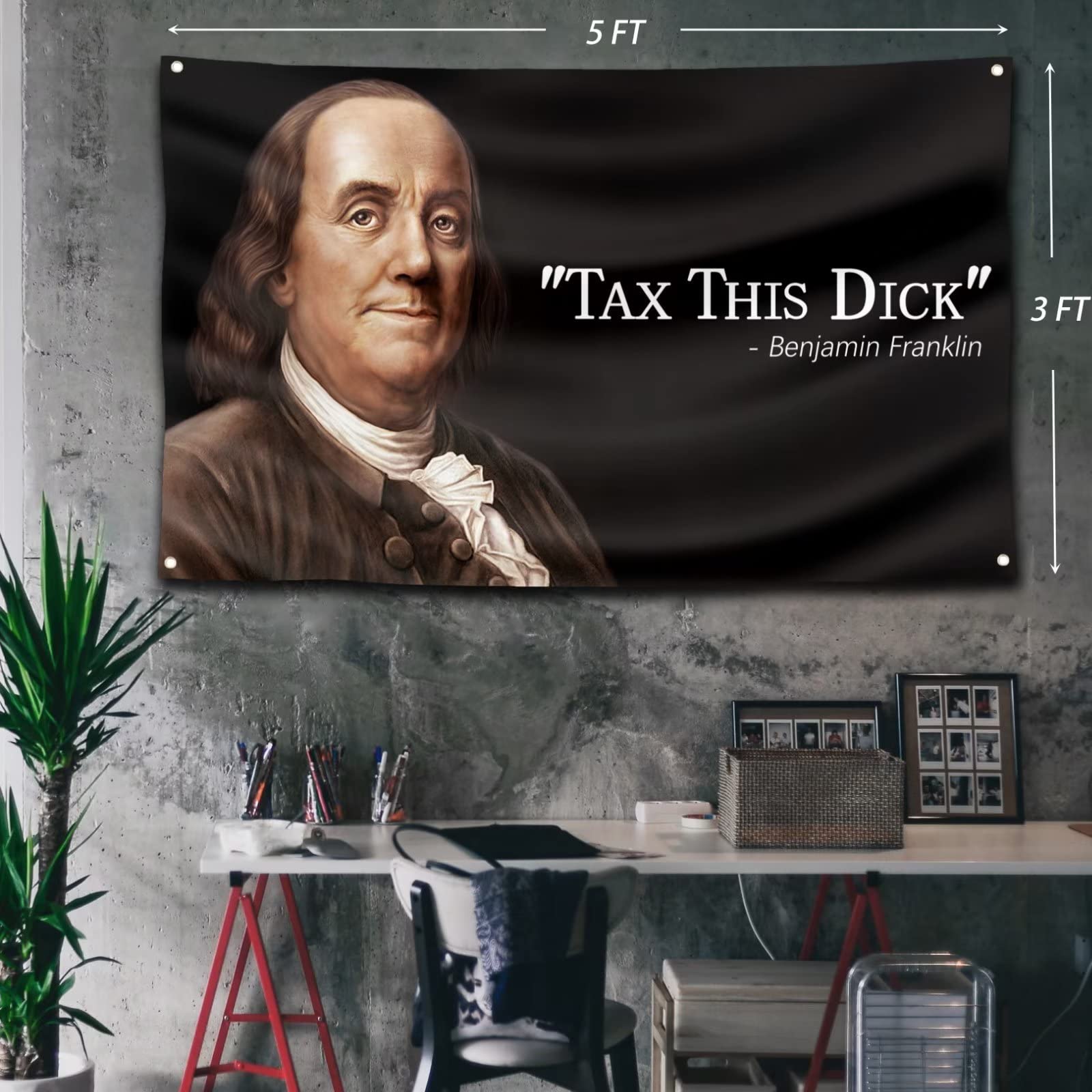 Lustige Tax This Dic Flagge – 90x150 Cm Mit Benjamin Franklin Zitat, Polyester