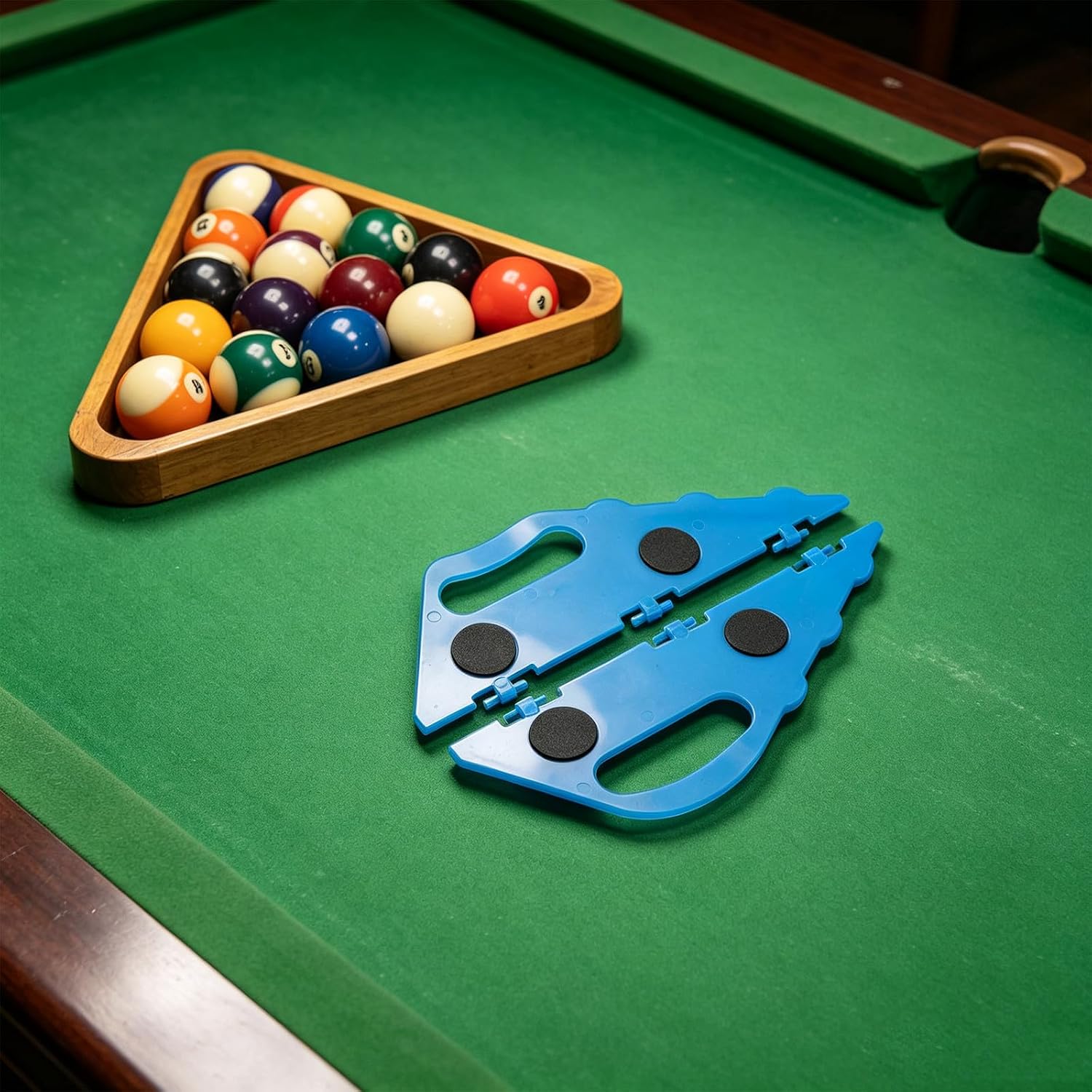 Pool Ball Tray Lifting Handle Replacement Accessory Three-Slots Blue Plastic Side Handle for Fast Ball Collection Travel Friendly Suitable in Commercial Venues