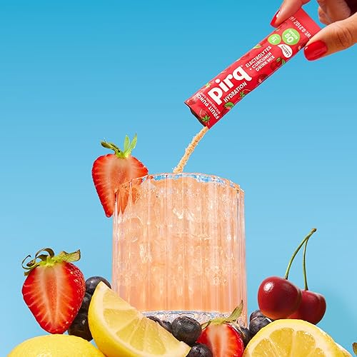 Miniatura 3 de Pirq Hydration - Fruit Punch - Paquetes de polvo de hidratación  Mezcla de bebida con electrolitos  Curcumina  Vitaminas B  Cero azúcar  Apto para