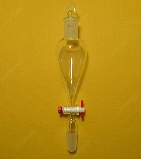 NANSHIN Glassware,Lab Pyriform Separatory Funnel,125â€‹ml,24/40,Pâ€‹TFE Stopcock,Wâ€‹ith the cap