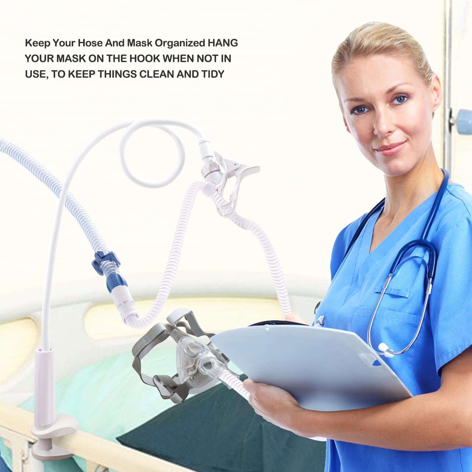 CPAP Schlauchheber und Schlauchunterstützung,CPAP Schlauchhalter Aufhänger zur Verhinderung von CPAP Schläuchen Leckage & Verwicklung,Flexibel,um in jeden Raum zu passen,Verstellbar & Robust