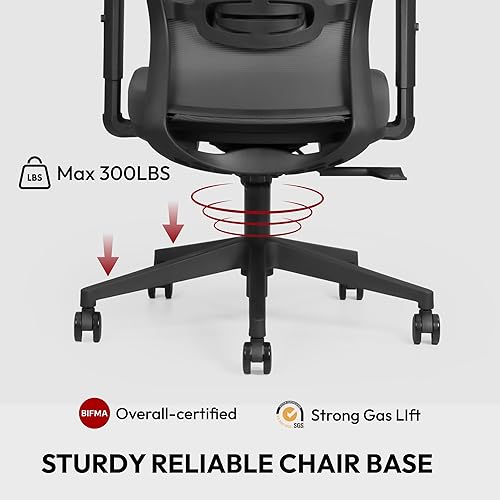 Miniatura 5 de SANODESK OS3 - Sillas de escritorio de oficina en casa, silla giratoria de respaldo alto para computadora, silla de oficina ergonómica de malla con