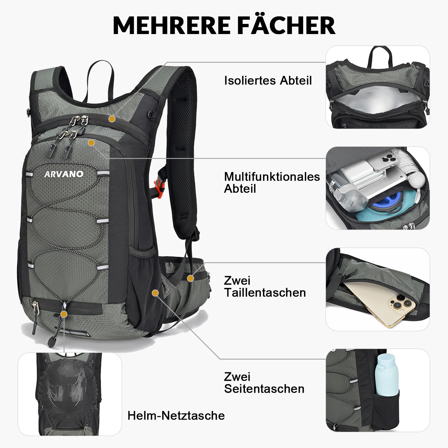 Fahrradrucksack leicht Skirucksack Klein Wanderrucksack Mtb Fahrrad Rucksäcke 15L Multifunktionaler Laufrucksack für Damen & Herren