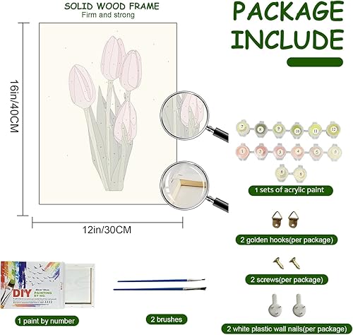 Miniatura 4 de SANWEITU Pintura por números para adultos, pintura por números para niños, adultos principiantes, 3 paquetes de pintura de flores por número para
