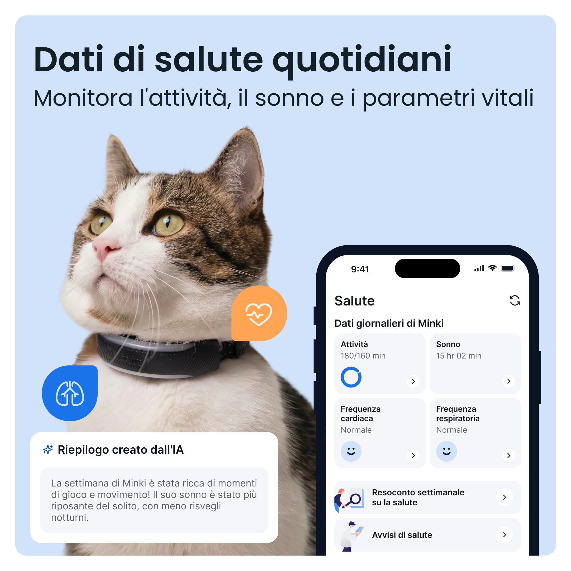 Tractive GPS Gatti Mini | Edizione 2026 | Miglior GPS Gatto | Localizzazione in Tempo Reale | Avvisi di Salute e Monitoraggio dei Parametri Vitali | Sgancio di Sicurezza | Collare Integrato (Nero)