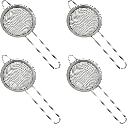 Honbay 4 coladores de té pequeños de 3.15 pulgadas, mini colador de cóctel de acero inoxidable, colador de malla fina, colador de barra, herramienta