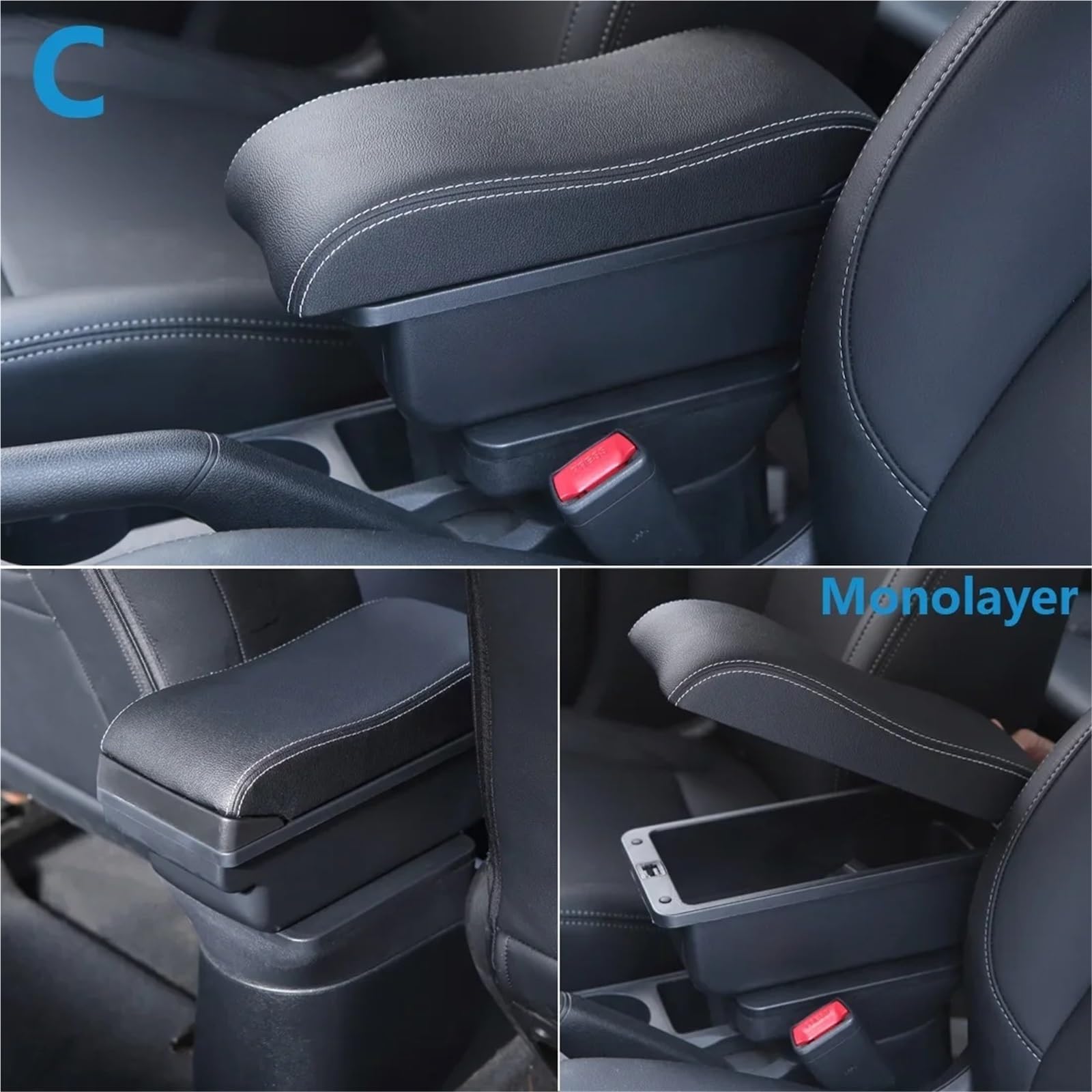 Armsteun Richter Bush Pasuje Do Seat Ibiza 6j Ibiza 6L Podłokietnik Box Podłokietnik Samochodowy Auto Storage Box Części Do Modernizacji Akcesoria Samochodowe Wnętrza Ramię(B3 Black white 3USB)