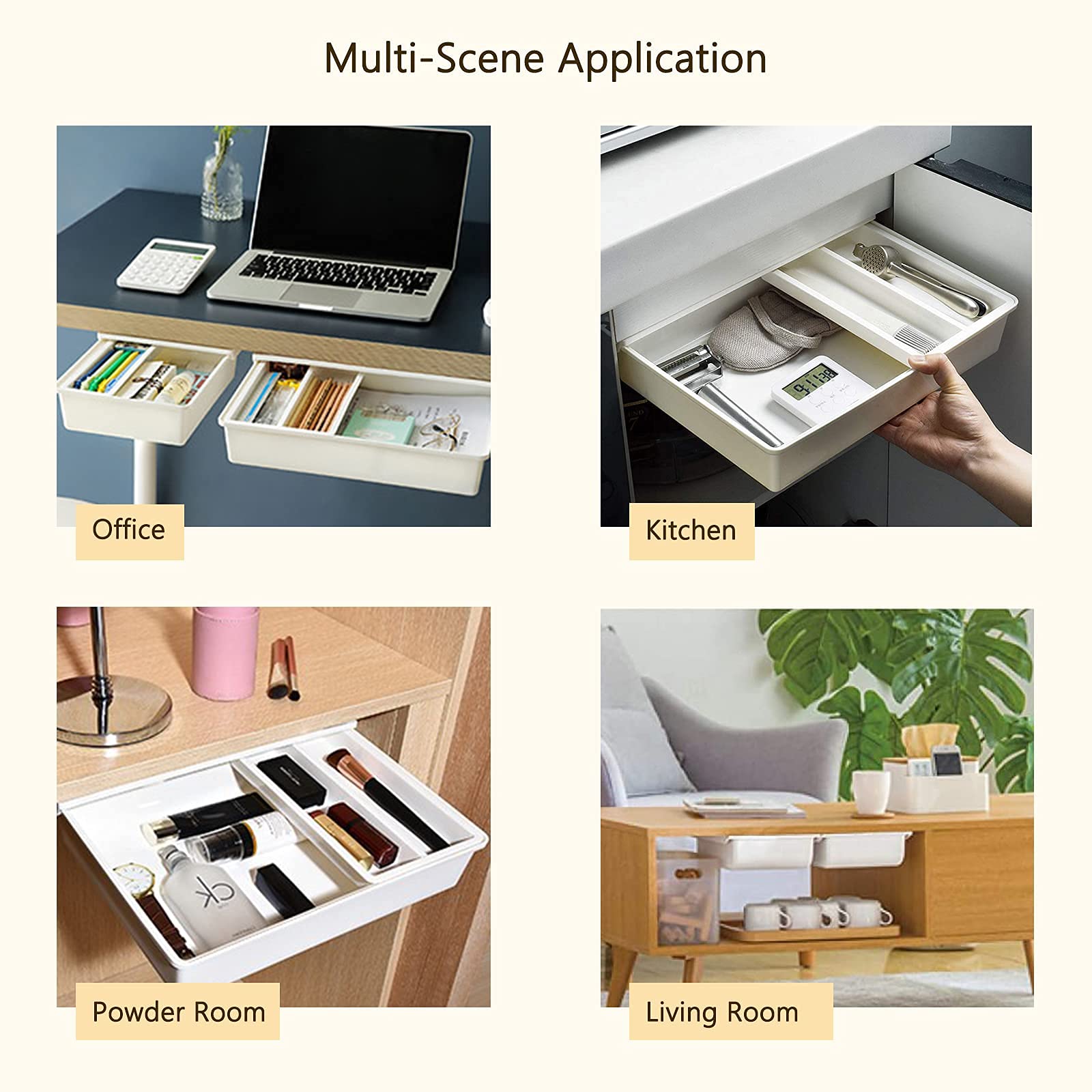 Hintyne Untertischschublade 23,5x10,4x3,6cm - Selbstklebende Aufbewahrung