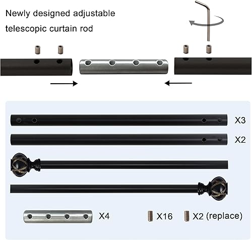 Miniatura 3 de H.VERSAILTEX Barras de cortina para ventanas de 48 a 86 pulgadas, barras de cortina de empalme único resistentes con soportes, barra de cortina