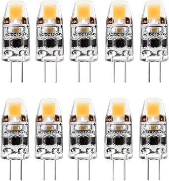 G4 LED Bulbs 1.5W Dimmable Bi-pin T3 JC G4 Base 1.5 Watt Equivalent to 20W G4 Halogen Bulb Replacement Warm White 3000K LED Bulbs for Landscape Lighting,AC/DC12V-24V,1 LED 0705 COB,10 Pack
