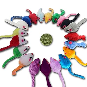 Furry Cat Toys Mice Rattle Interactive Mouse Toy for Indoor Cats Catnip Ball Kitten Kitty Pet Play Assorted Color?21PCS?
