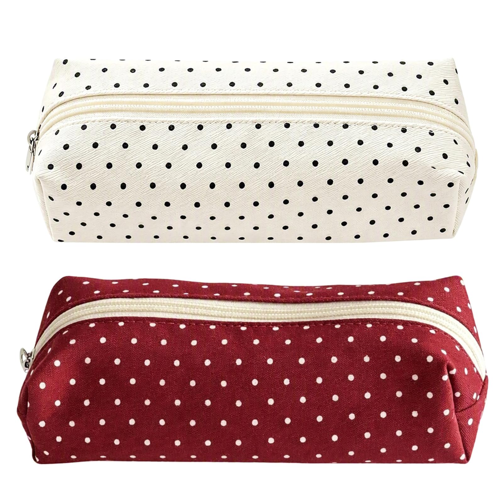 Cute Polka Dot Pencil Case, 2 Pack Retro Canvas Pouch Set
