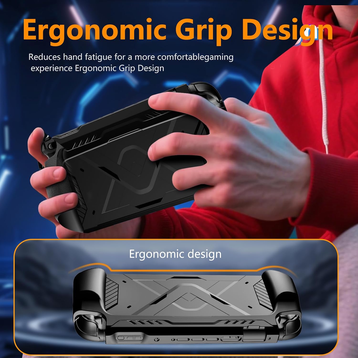 UWQAP 2-in-1 Protevtive Case for Nintendo Switch 2, PC Front Cover+ Back TPU Grip Protective Cover Accessories for Switch 2 7.9 Inch,Shock Absorption Shell 360° Protection (Black) - Image 7