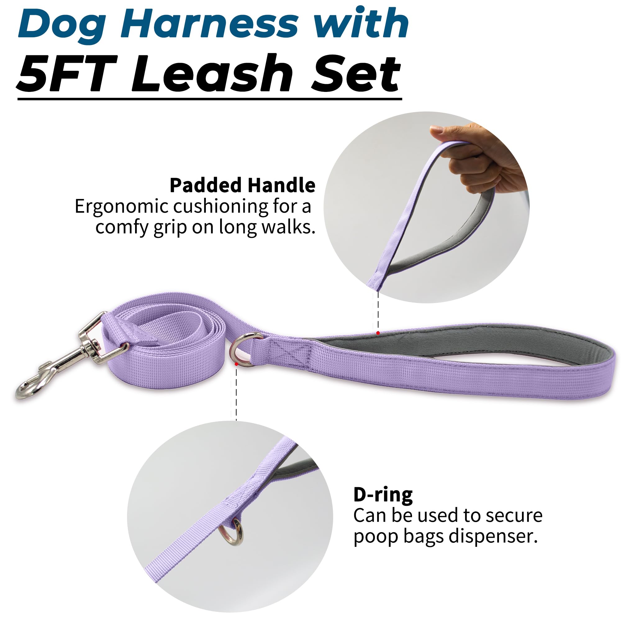 Wuffley Escape Proof Dog Harness and Leash Set, Lightweight Dog Harness with Lift and Assist Handle - Image 4