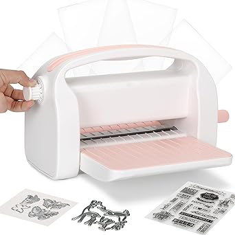 9-Inch Die Cutting & Embossing Machine with Adjustable Pressure Dial, Full Starter Kit for Card Making & Scrapbooking, Manual Craft Cutting Machine with Foldable Platform and Steel Rollers