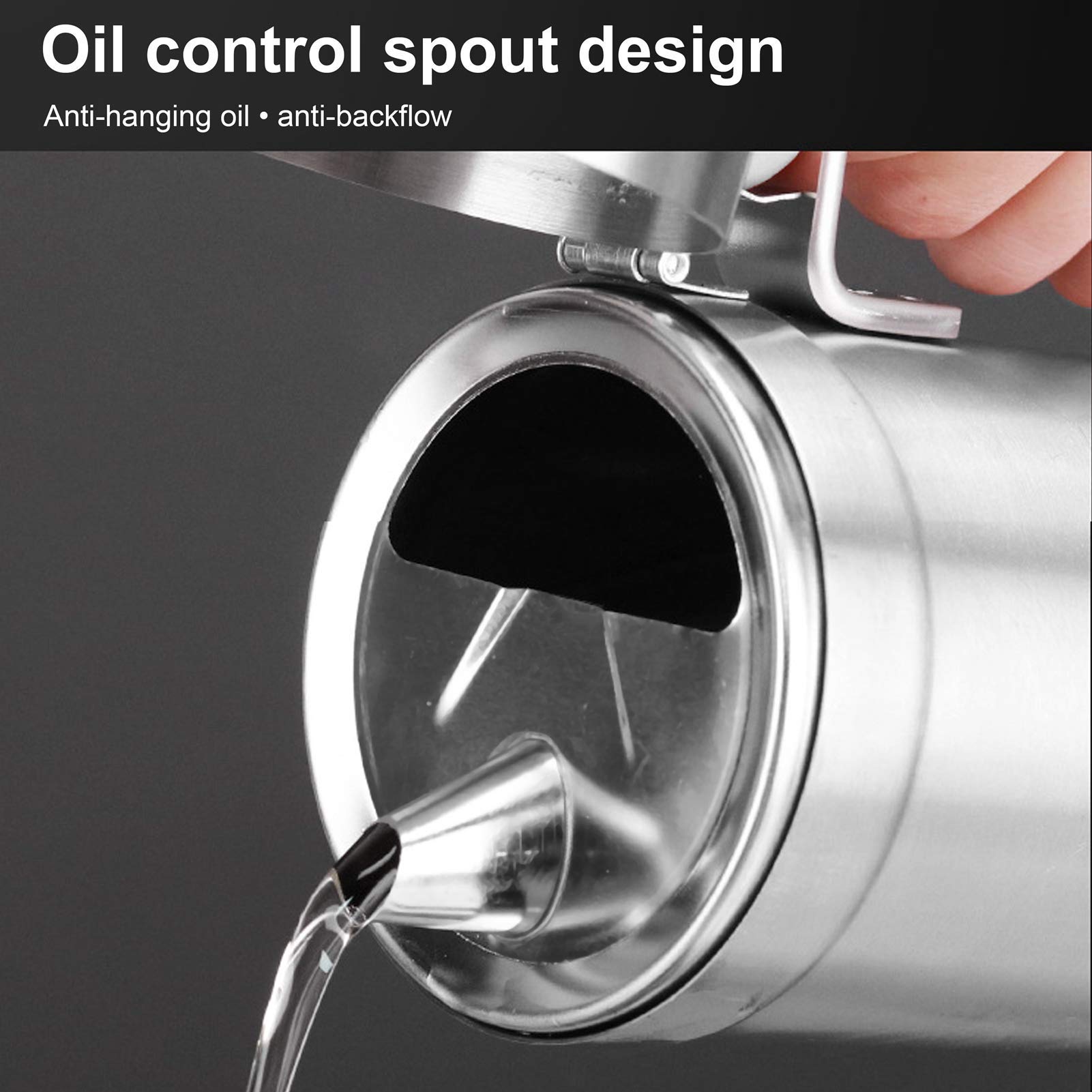 Bottiglia Dispenser Olio D'Oliva in Acciaio Inox 550 Ml, Contenitore Vaso Dispenser Olio A Prova di Perdite con Coperchio per Grasso Pancetta, Olio per Cucinare O Friggere