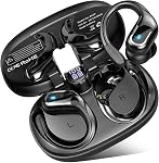 Wireless Earbuds, Bluetooth 5.4 Headphones Sport, 75H Stereo Ear Buds, Bluetooth Earbuds with 4 ENC Noise Canceling Mic, IP7 Waterproof Earphone with Earhooks, Dual LED Display, for Running/Workout