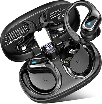Wireless Earbud Bluetooth 5.4 Headphones 75Hrs Playtime, 2025 Bluetooth Earbuds Deep Bass Noise Cancelling Mic, Over Ear Bud with Sport Earhooks, IPX7 Waterproof Wireless Earphones for Workout/Running