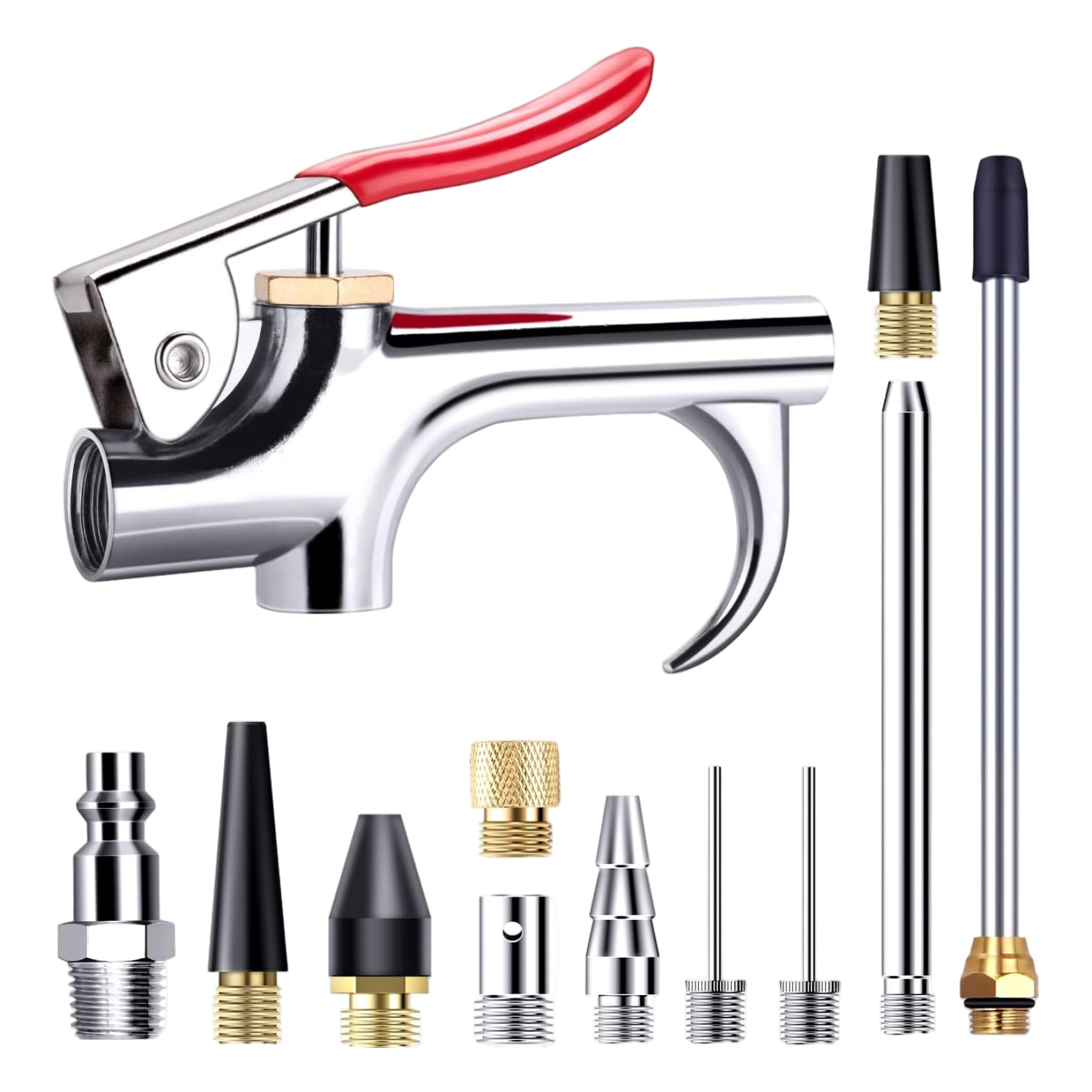Conjunto de pistola de soplado de boquilla de aire 13pcs Kit de conexión de conexión rápida 1/4in Accesorios de compresor de aire con múltiples boquillas para herramientas de garaje de limpieza